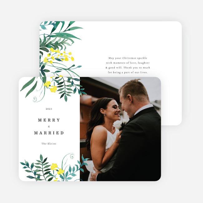 Married Bouquet Christmas Cards - White