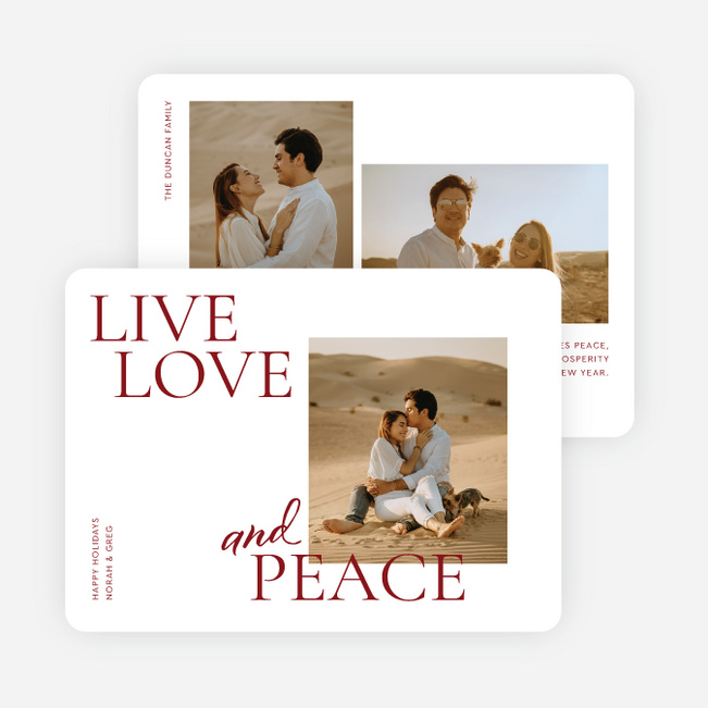 Peaceful Embrace Holiday Cards and Invitations - Red