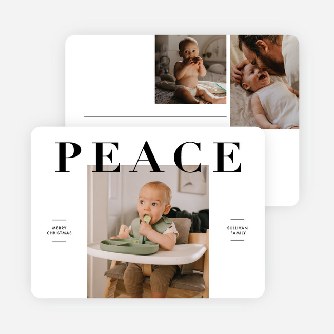 Boldly Peaceful Personalized Christmas Cards - White