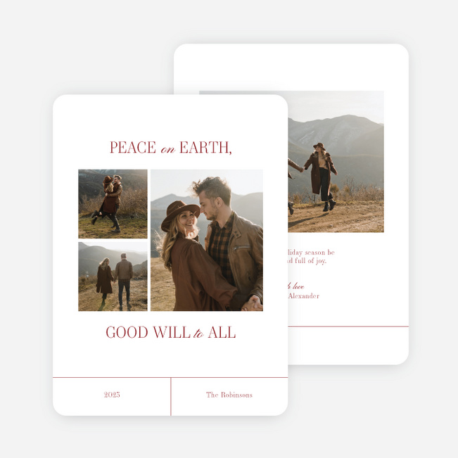 Good Will To All Holiday Cards and Invitations - Red