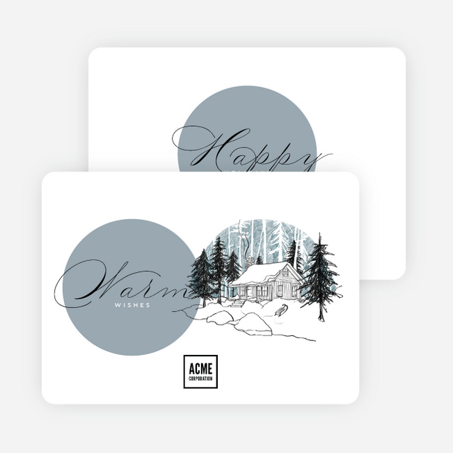 Warm Cabin Glow Business Holiday Cards & Business Christmas Cards - Gray