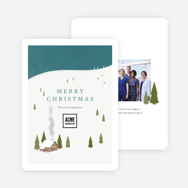 Winter Mountainside Views Business Holiday Cards & Business Christmas Cards - Blue