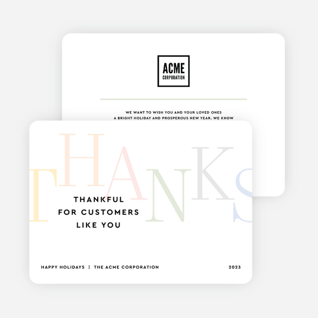 Colorful Gratitude Business Holiday Cards & Business Christmas Cards - Multi