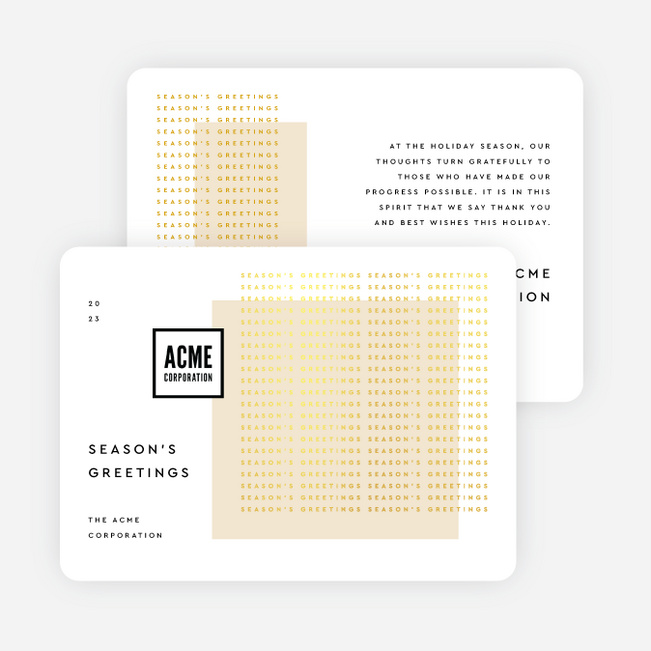 Minimalist Foil Salutations Business Holiday Cards & Business Christmas Cards - Yellow