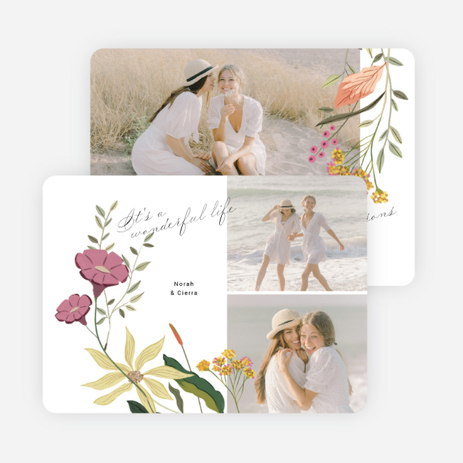 Wonderfully Floral Holiday Cards and Invitations - White