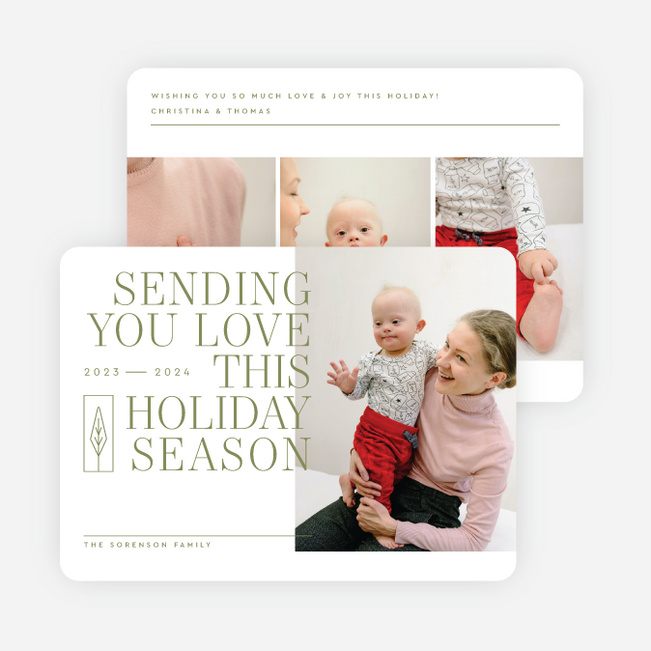 Sending Loving Wishes Holiday Cards and Invitations - Green