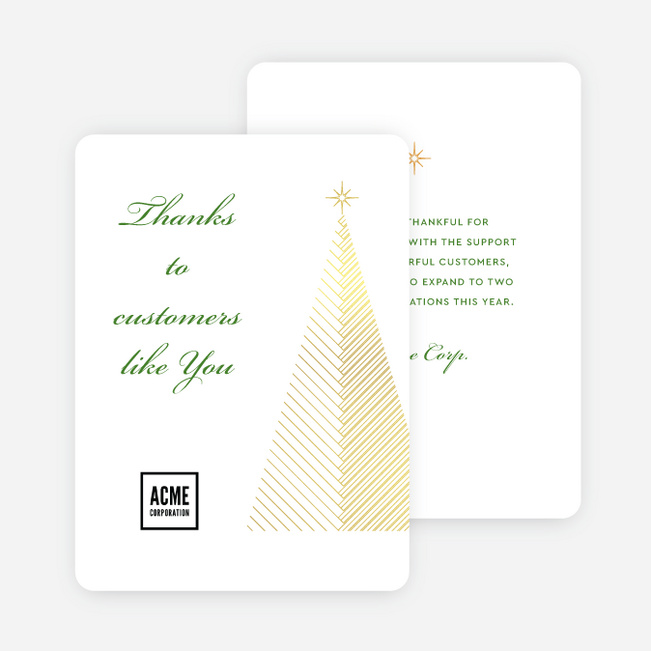 Peaceful Foil Blessings Business Holiday Cards & Business Christmas Cards - Green