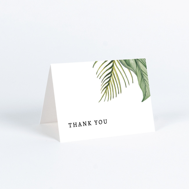 Tropical Leaves Wedding Thank You Cards - Green