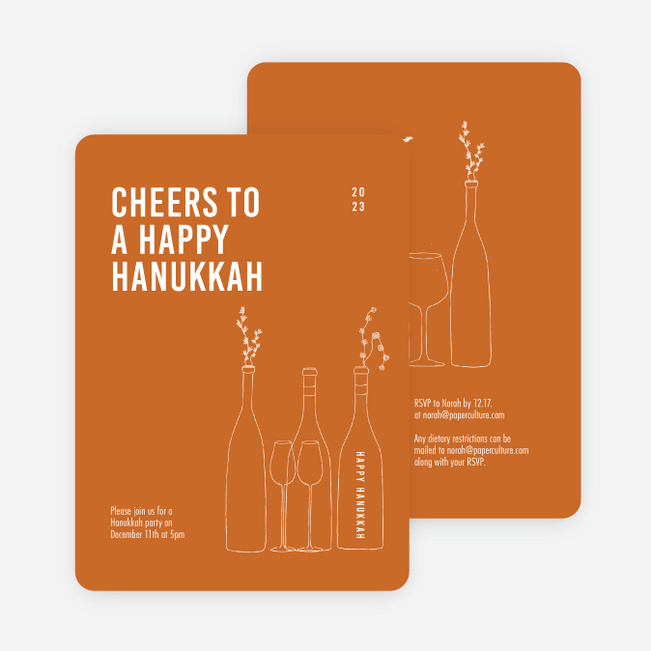 Cheers, It’s Time! Hanukkah Cards - Orange