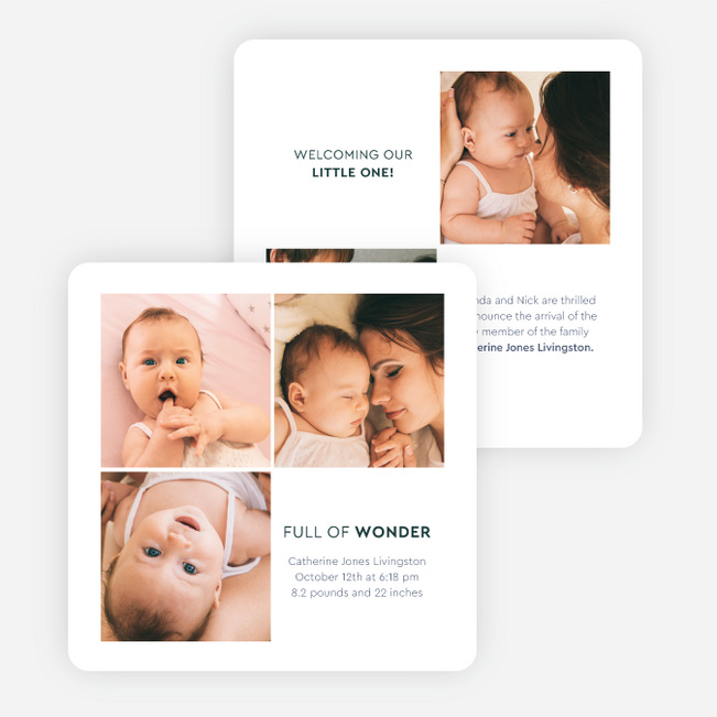 Giggle Grid Baby Birth Announcements - Blue