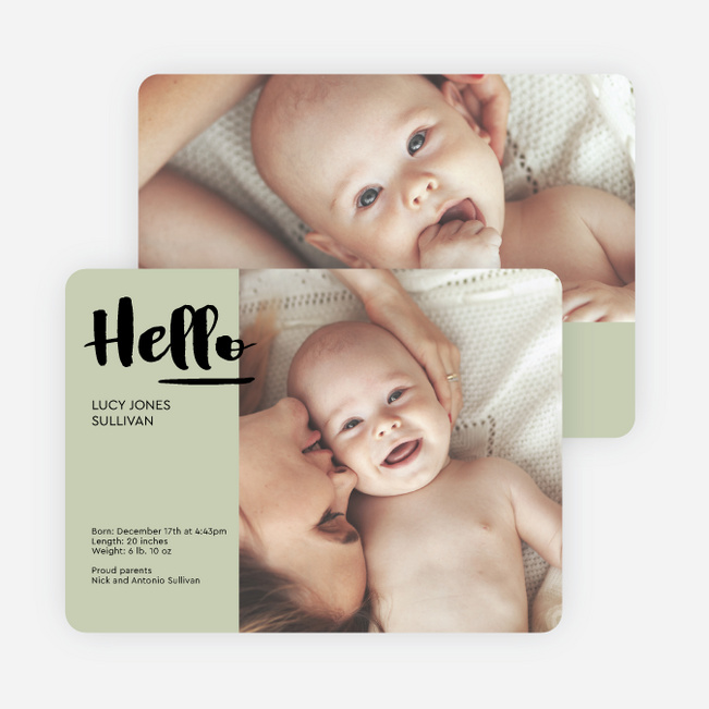 Hi, It’s Me! Baby Birth Announcements - Green
