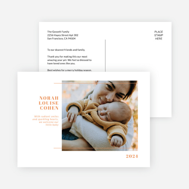 Our Newest Addition Baby Birth Announcements - Orange