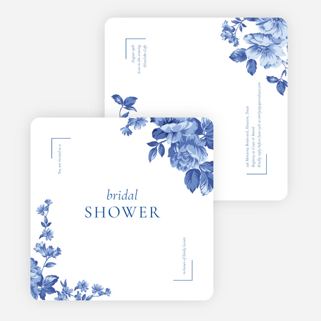 Blue Serenity Bridal Shower Invitations - Blue