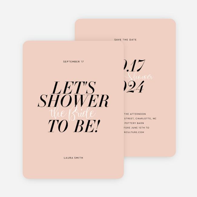 Elegant Blush Bridal Shower Invitations - Pink