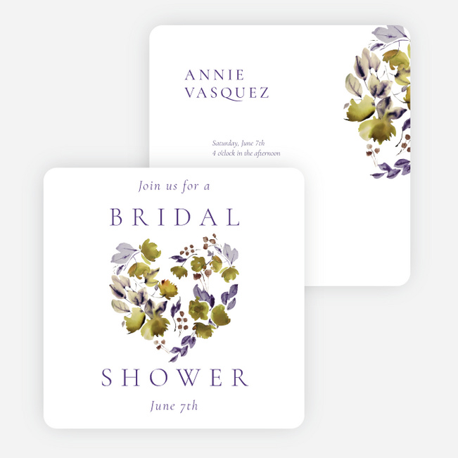 Lavender Laurels Bridal Shower Invitations - White