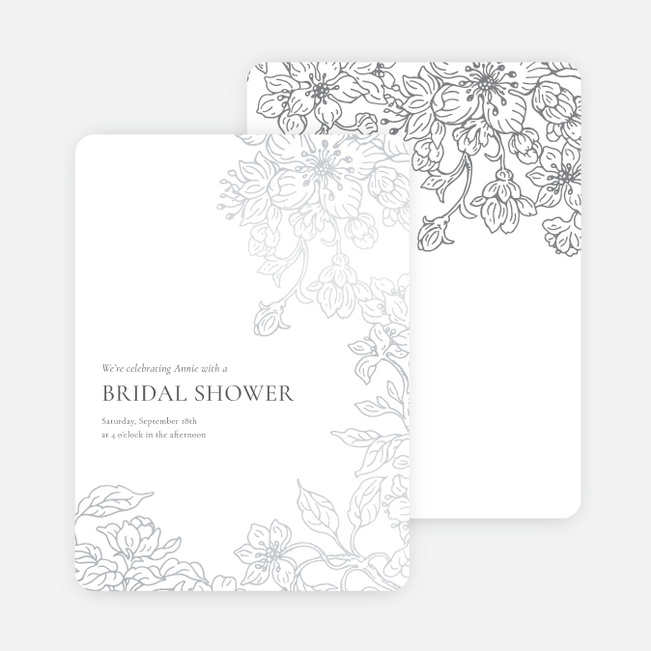 Vintage Floral Bouquet Bridal Shower Invitations - Gray