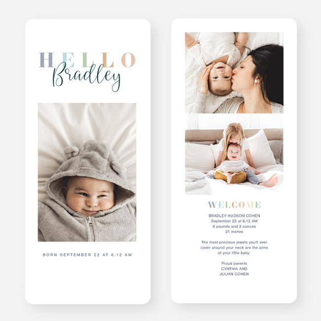 Pastel Welcome Baby Birth Announcements - Multi