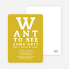 Art Gallery Opening Invitations Inspired by an Eye Chart - Mustard