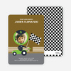 Birthday Invitation for future Daytona, Indianapolis and NASCAR Racers - Khaki Brown