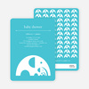 Modern Elephant Family Baby Announcement - Bright Blue