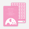 Modern Elephant Family Baby Announcement - Bright Pink