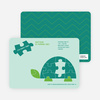 Modern Turtle First Birthday Invitation - Aquamarine