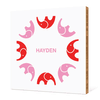 Elephant Kaleidoscope Bamboo Wall Art - Bright Red