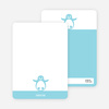 Personal Stationery for Penguin 1st Birthday Photo Invitation - Cornflower Blue