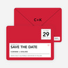 Postcard Inspired Save the Date Cards - Tomato Red