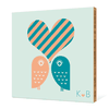 Owls in Love Bamboo Wall Art - Teal