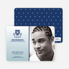 School Shield Graduation Announcements and Invitations - Dusty Blue