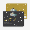 Spaceships and Dolphins Modern Birthday Invitation - Dark Charcoal