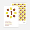 Teddy Bear Kaleidoscope Birthday Invite - Brown Red