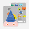 Traffic Jam Cars, Busses and Trucks Birthday Party Invitations - Blue