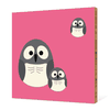 Owl Family Bamboo Wall Art - Fuchsia