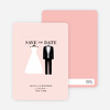 Wedding Dress and Tuxedo Save the Date Cards - Pink