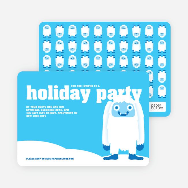 Abominable Snowman Holiday Invitations - Sky Blue