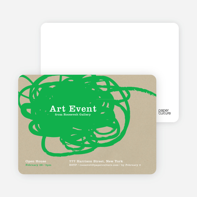 Abstract Brush Invitations - Green Mask