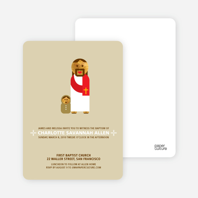 Baby and Jesus Baptism Invitation - Beige