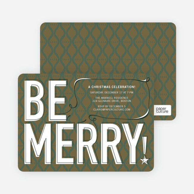 Be Merry! Holiday Invitations - Khaki