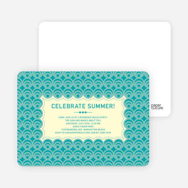 Bright and Bold Summer Celebration Invitations - Turquoise