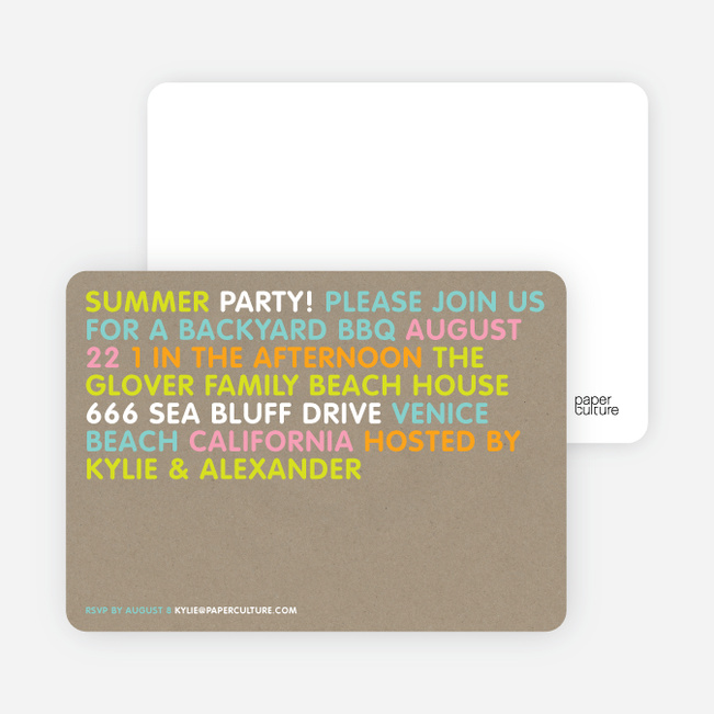 Bright Colors Summer Party Invitations - Pumpkin