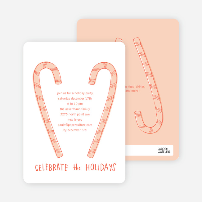 Candy Cane Celebration Holiday Invitation - Cinnamon