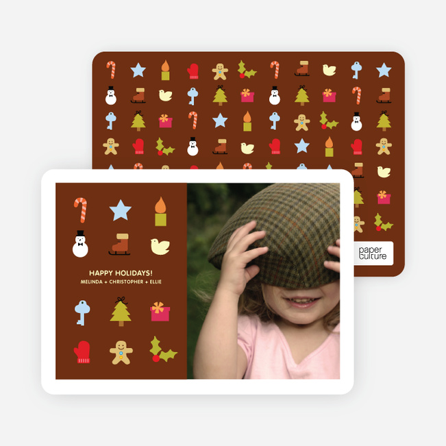 Christmas Icons Holiday Photo Cards - Chocolate