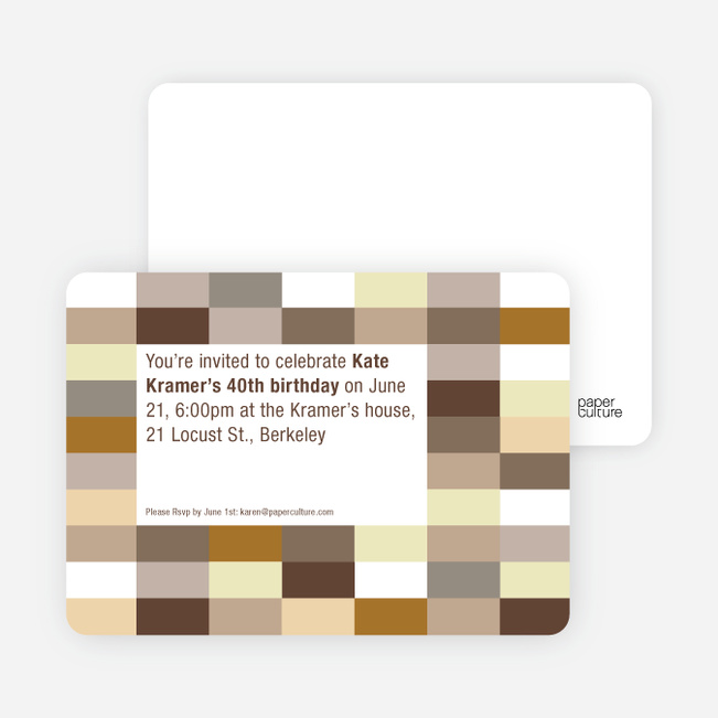 Color Blocks Party Invitations - Chocolate