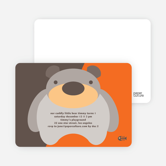 Cuddly Bear Birthday Party Invitations - Mandarin Orange