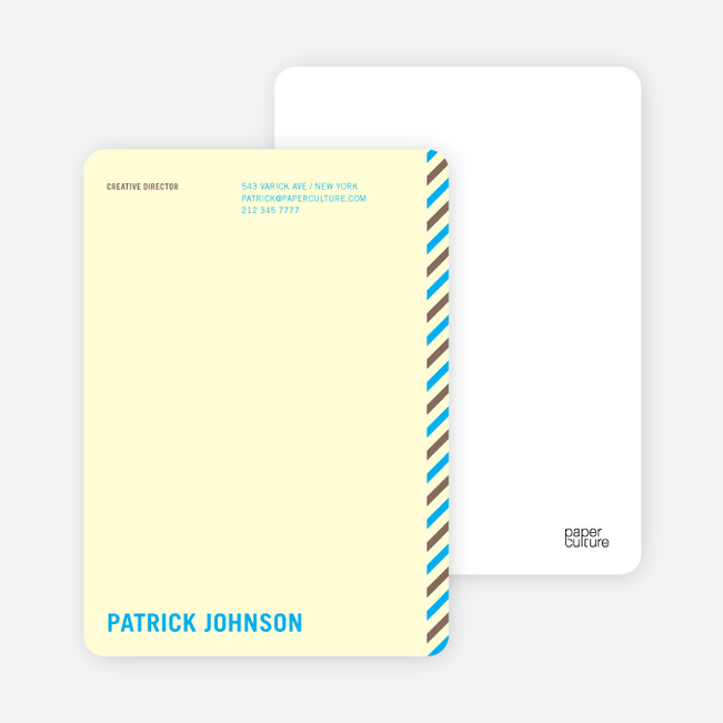 Diagonal Stripes Personal or Professional Stationery - Blue Tonic