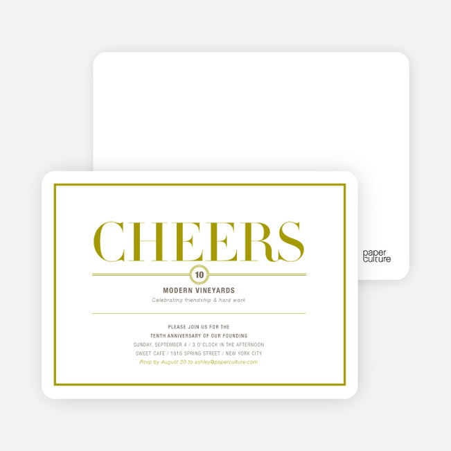 Elegant Cheers Invitations - Cilantro