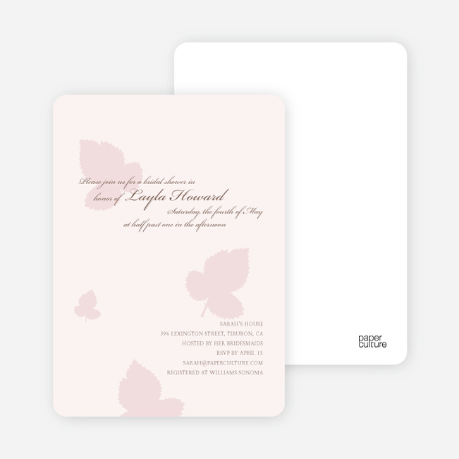 Elegant Leaves Bridal Shower Invitations - Blush