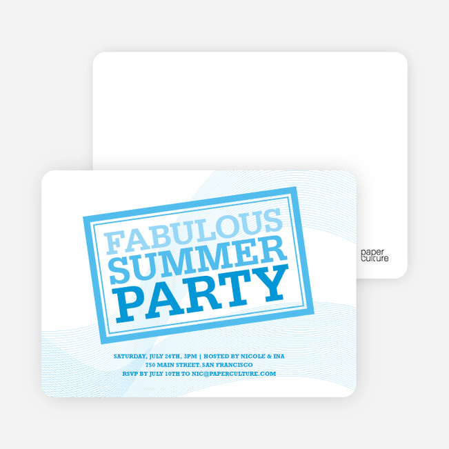 Fabulous Summer Party Invitations - Sky Blue